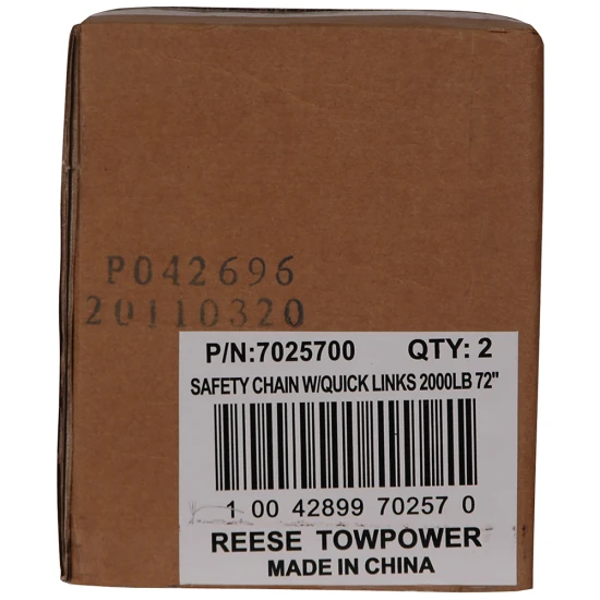 REESE safety chains with 2000 lbs capacity, 72 inches long, and quick links for secure towing