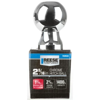 REESE hitch ball with 2-5/16 inch diameter, chrome finish, torque to 450 ft. pounds