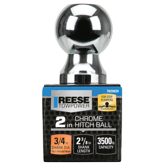REESE Towpower chrome hitch ball with 2 inch diameter and 3500 lb capacity
