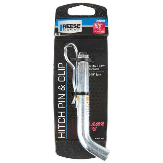 REESE Towpower 5/8-inch diameter pin and clip, compatible with 2-1/2-inch hitch receivers, bright zinc finish