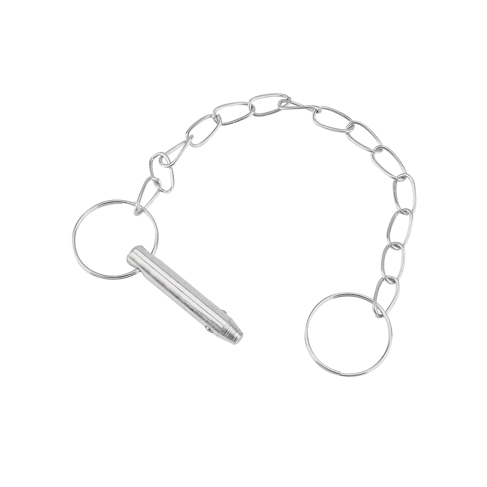 REESE Towpower 5/16 inch trailer coupler pin and safety chain for secure coupling.