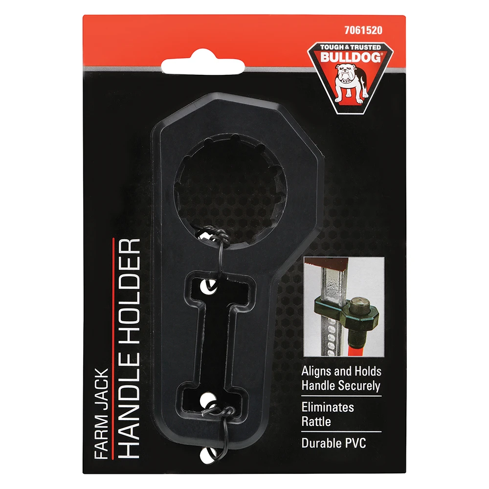 Bulldog farm jack handle holder keeping jack handle upright