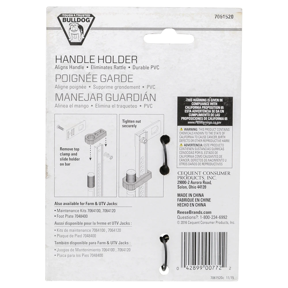 Bulldog farm jack handle holder keeping jack handle upright