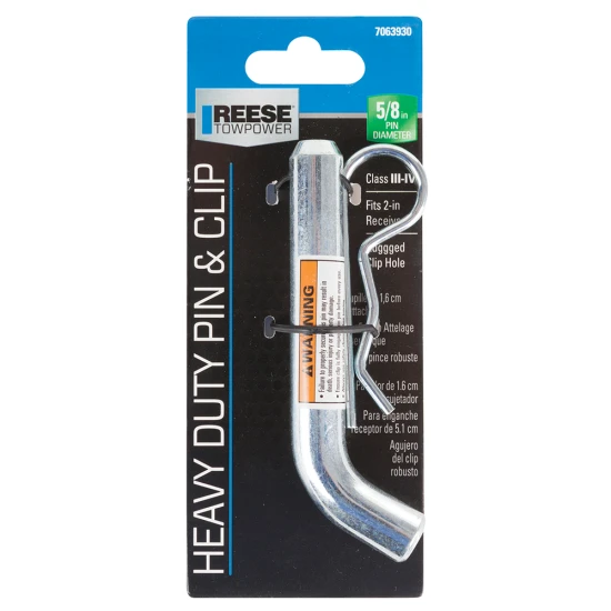 REESE Towpower Heavy Duty hitch pin with 5/8 inch diameter and clip for Class III & IV