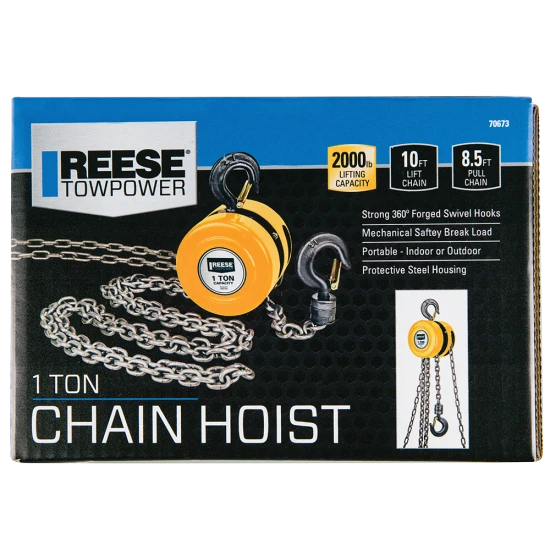 REESE Towpower chain hoist with 2000 lbs lifting capacity and swivel hooks