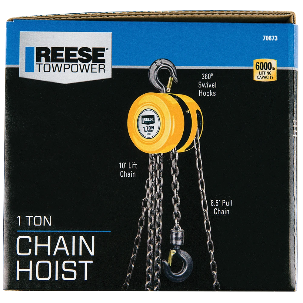 REESE Towpower chain hoist with 2000 lbs lifting capacity and swivel hooks