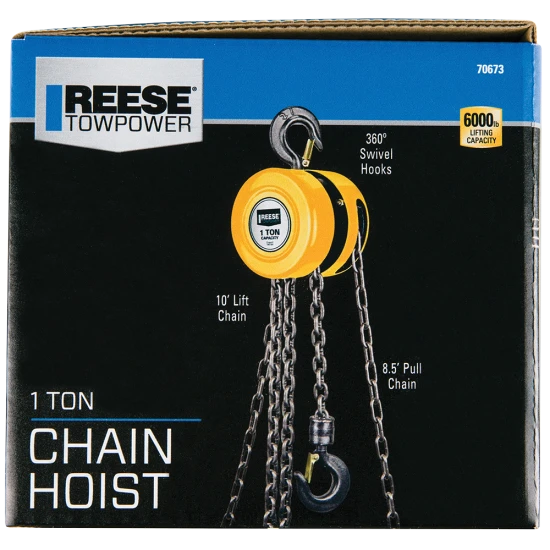 REESE Towpower chain hoist with 2000 lbs lifting capacity and swivel hooks