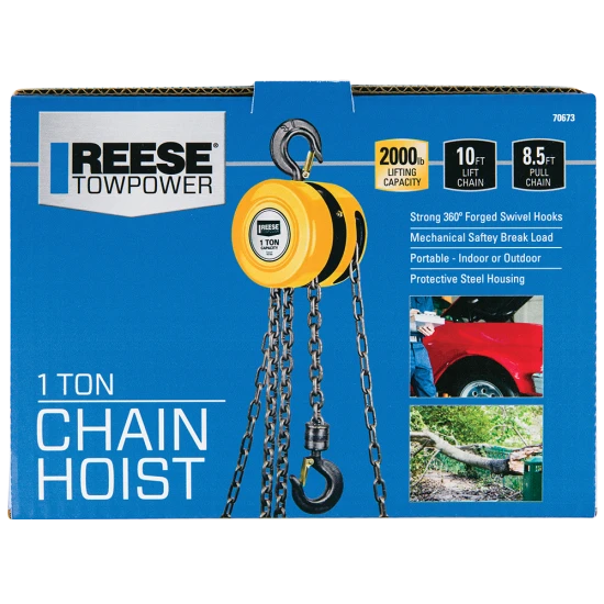 REESE Towpower chain hoist with 2000 lbs lifting capacity and swivel hooks