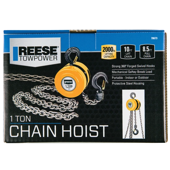 REESE Towpower chain hoist with 2000 lbs lifting capacity and swivel hooks