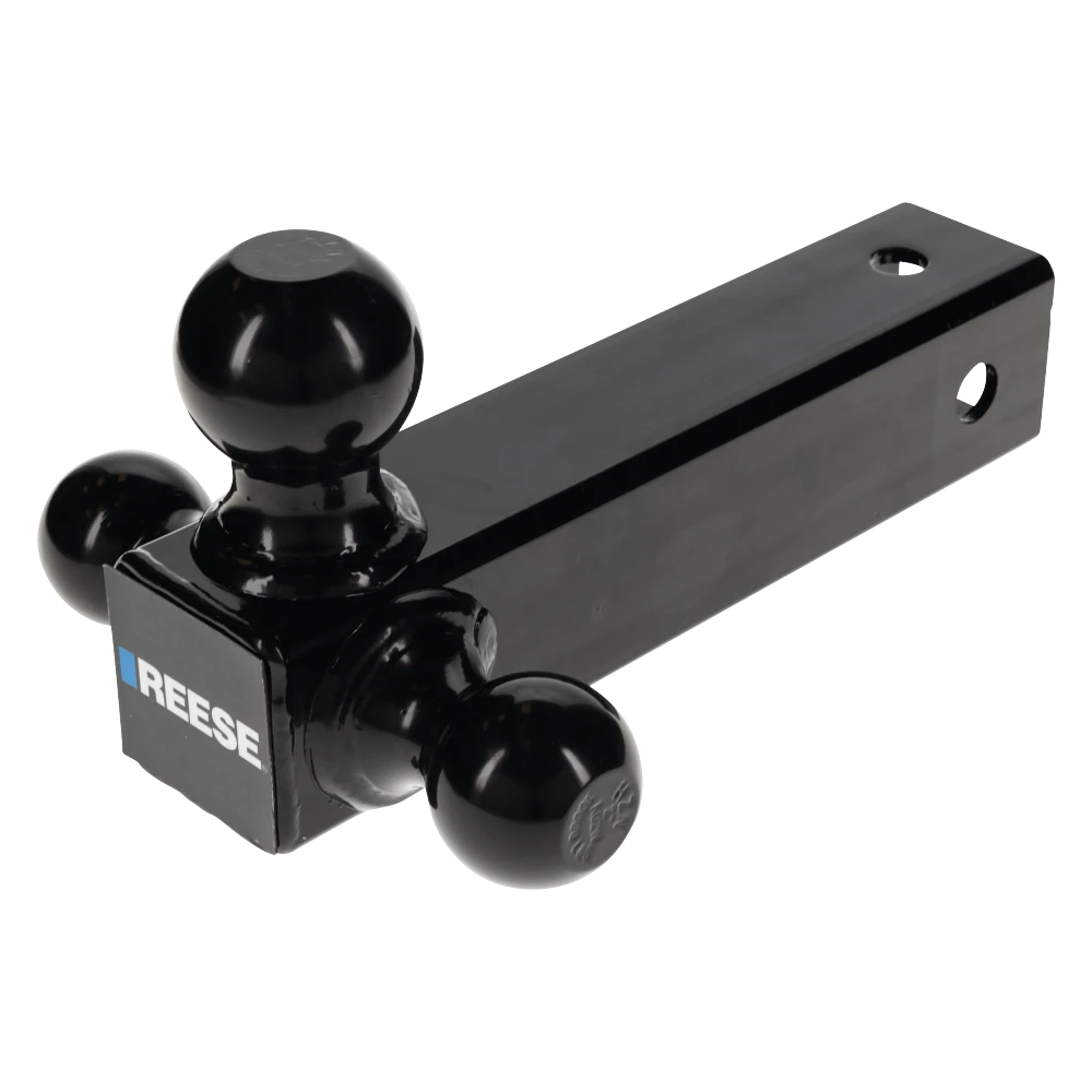 REESE Tri-Ball Mount for Heavy-Duty Towing with 2-Inch Receiver REESE tri-ball mount with black powder coat for heavy towing.