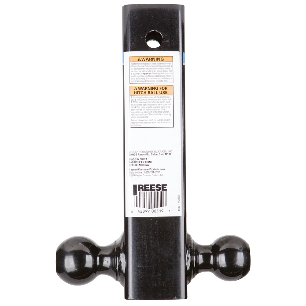 REESE Tri-Ball Mount for Heavy-Duty Towing with 2-Inch Receiver REESE tri-ball mount with black powder coat for heavy towing.