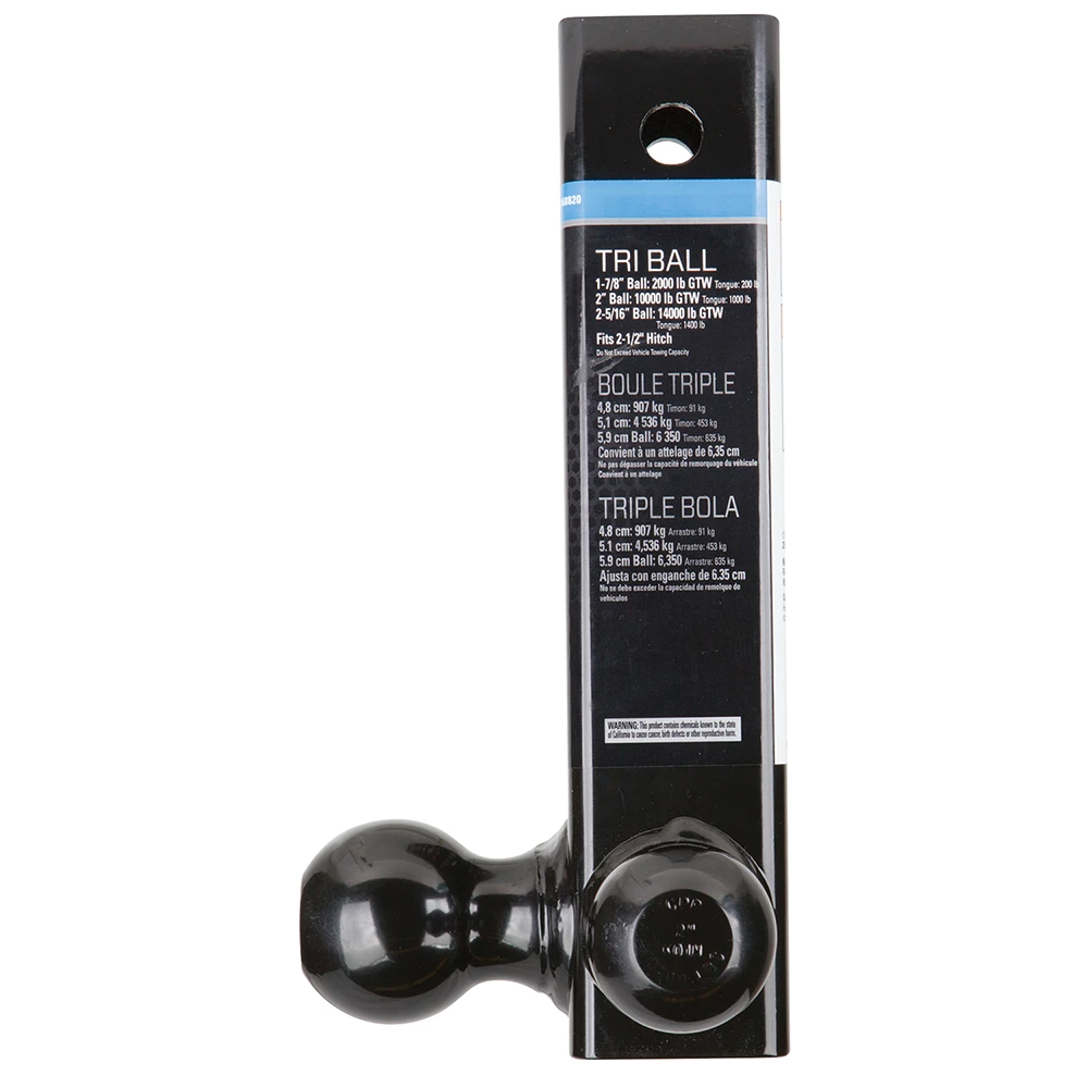 REESE Tri-Ball Mount for Heavy-Duty Towing with 2-Inch Receiver REESE tri-ball mount with black powder coat for heavy towing.