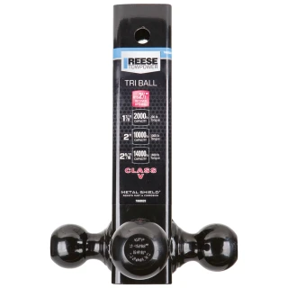 REESE Tri-Ball Mount for Heavy-Duty Towing with 2-Inch Receiver REESE tri-ball mount with black powder coat for heavy towing.