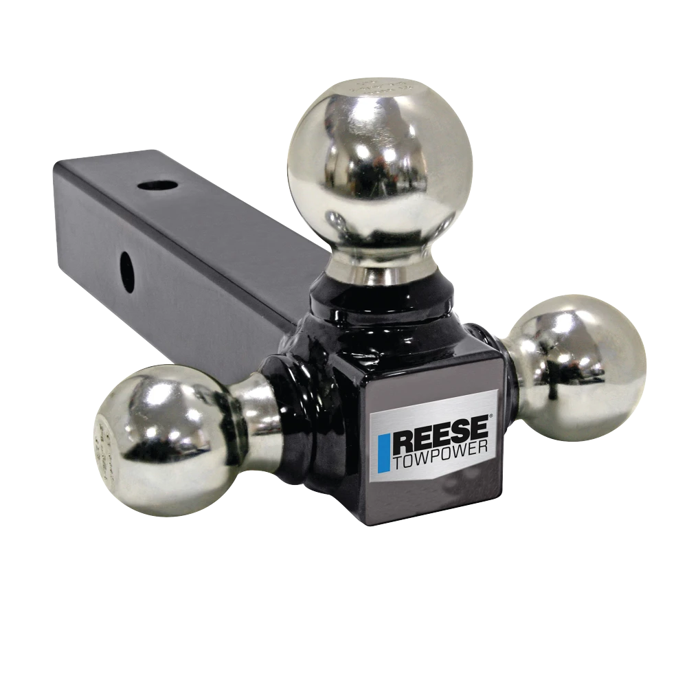 REESE specialty ball mount, black powder coat, fits 2-inch receiver, tri-ball, high-capacity towing