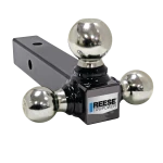REESE specialty ball mount, black powder coat, fits 2-inch receiver, tri-ball, high-capacity towing