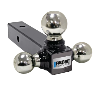 REESE specialty ball mount, black powder coat, fits 2-inch receiver, tri-ball, high-capacity towing