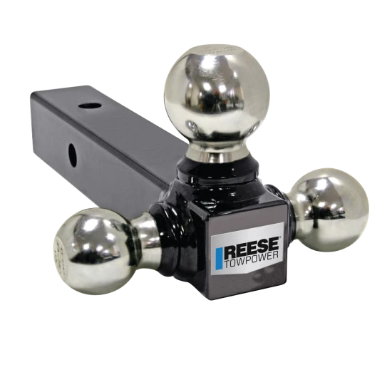 REESE specialty ball mount, black powder coat, fits 2-inch receiver, tri-ball, high-capacity towing