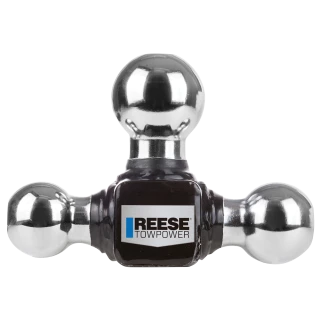 REESE specialty ball mount, black powder coat, fits 2-inch receiver, tri-ball, high-capacity towing