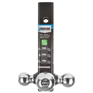 REESE specialty ball mount, black powder coat, fits 2-inch receiver, tri-ball, high-capacity towing