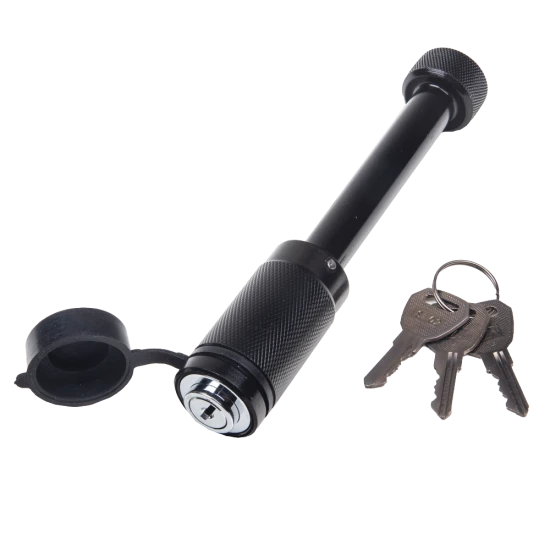 REESE Towpower dogbone style receiver lock with push-button key and rubber cover for trailer protection