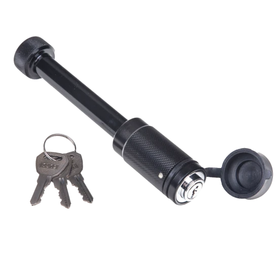 REESE Towpower dogbone style receiver lock with push-button key and rubber cover for trailer protection