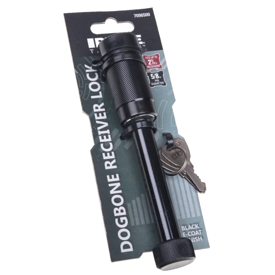 REESE Towpower dogbone style receiver lock with push-button key and rubber cover for trailer protection