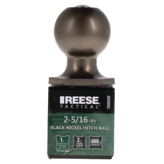 REESE Tactical 2-5/16 Inch Black Nickel Hitch Ball REESE Tactical hitch ball with 2-5/16 inch diameter and 6,000 lbs capacity