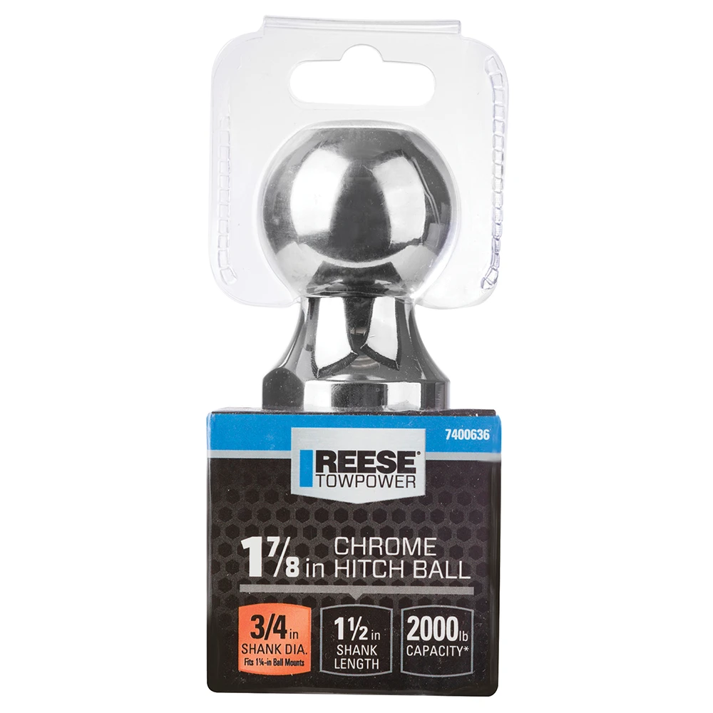REESE hitch ball with chrome finish and 2,000 lbs capacity for secure towing
