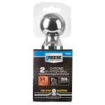 A REESE chrome hitch ball with 2 inch diameter and 3500 lbs towing capacity