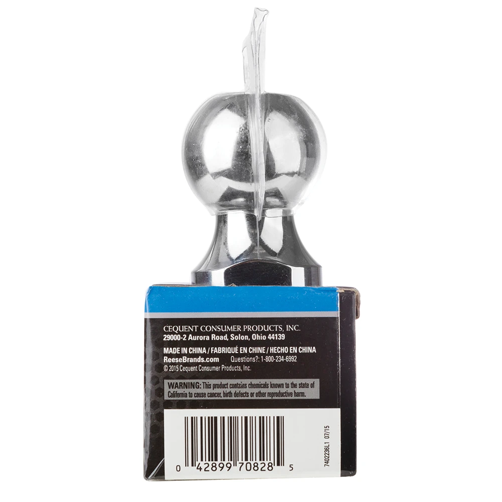 REESE hitch ball in chrome finish with 1-7/8 inch diameter, suitable for secure trailer towing with 2000 lbs capacity