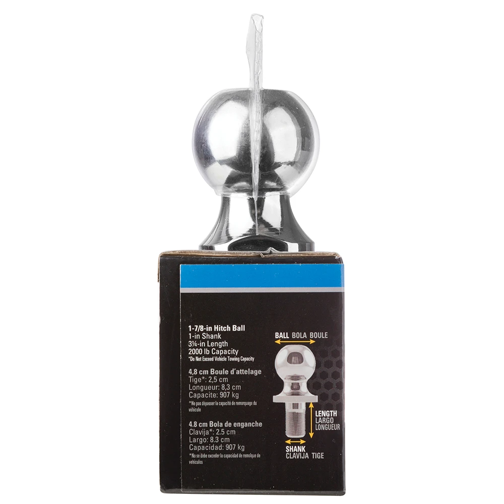 REESE hitch ball with 1-7/8 inch diameter and chrome finish for secure towing.
