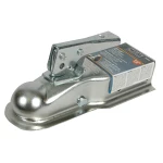 Straight trailer coupler with 1-7/8 inch ball size, zinc finish, rated for 2000 lbs GTW