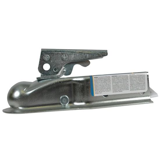 Straight trailer coupler with 1-7/8 inch ball size, zinc finish, rated for 2000 lbs GTW