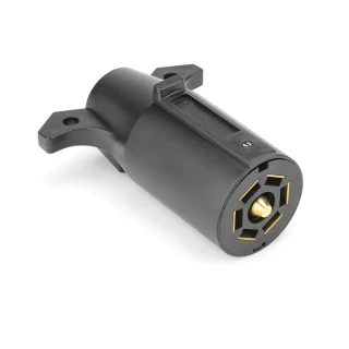 REESE Towpower 7-Way blade trailer end connector featuring brass terminals and non-corrosive housing.