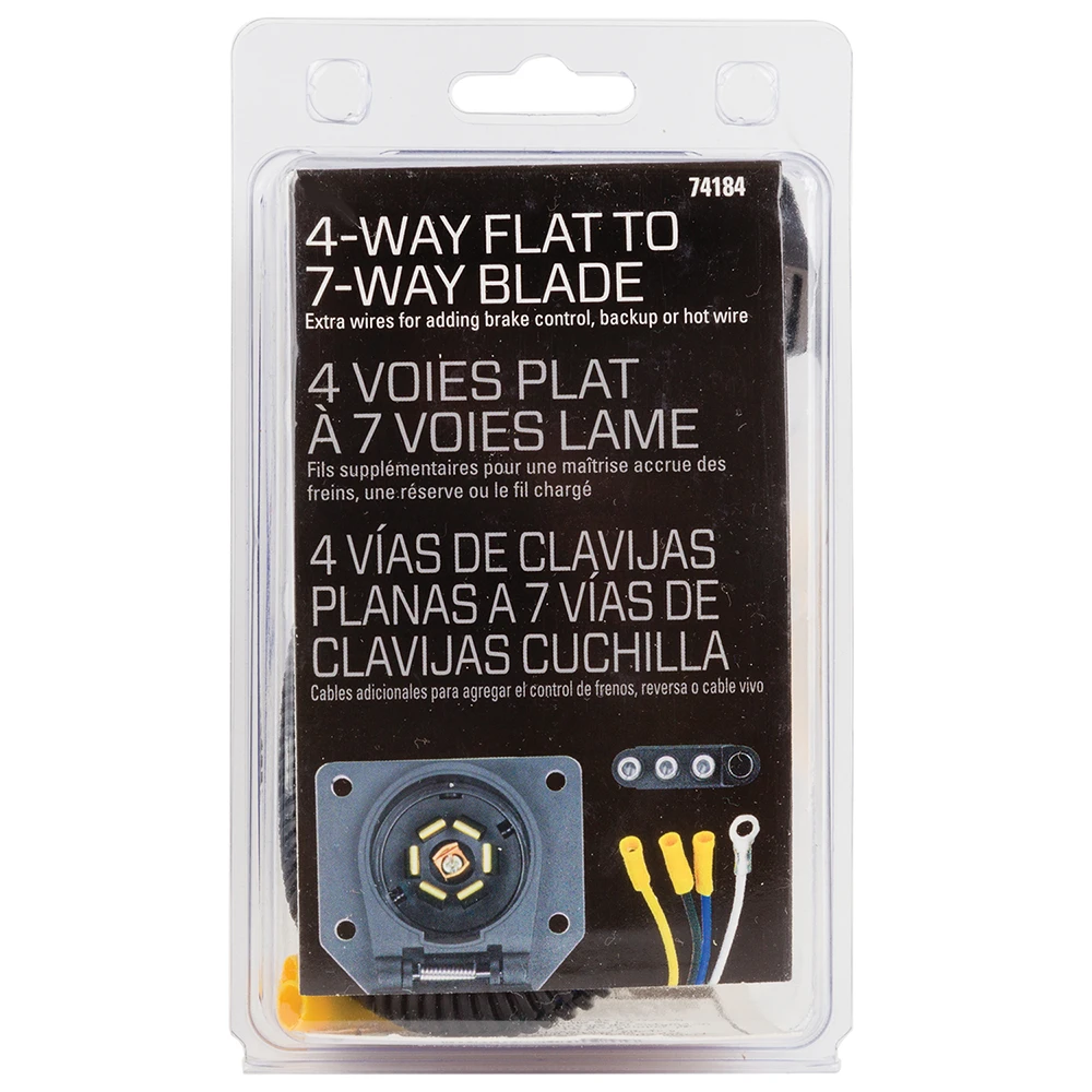 REESE Towpower 7-way connector adapter with pre-wired 4-flat and 7-round options