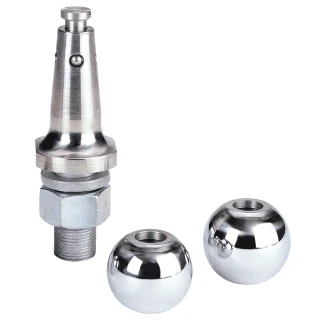 REESE Towpower interchangeable chrome hitch ball system with 1-7/8 In. and 2 In. hitch balls and 1 In. shank.