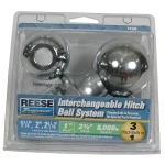 REESE chrome hitch ball system with three interchangeable sizes
