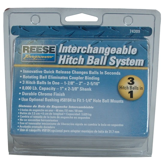 REESE chrome hitch ball system with three interchangeable sizes