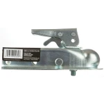 REESE Towpower trailer coupler with zinc finish, 1-7/8 inch ball size fitted on a 2-inch channel, ensures secure attachment.