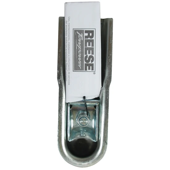 REESE Towpower Trailer Coupler 1-7/8 Inch with Trigger Latch REESE Towpower trailer coupler with zinc finish, 1-7/8 inch ball size fitted on a 2-inch channel, ensures secure attachment.