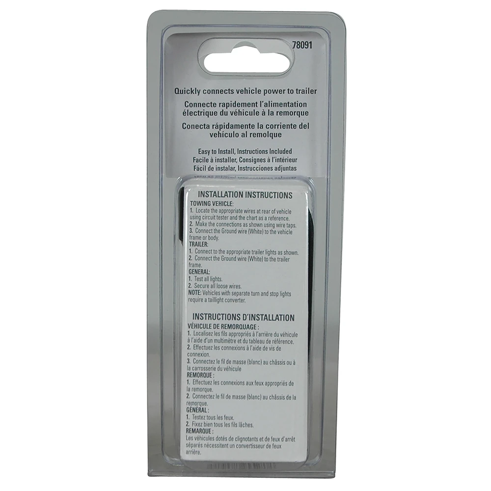 REESE Towpower towing connector with 4-way flat plug and 18 gauge bonded wire for trailer lighting