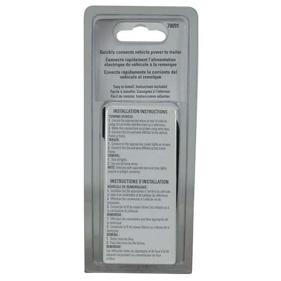 REESE Towpower towing connector with 4-way flat plug and 18 gauge bonded wire for trailer lighting