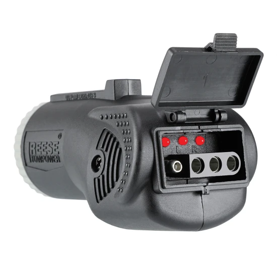 REESE Towpower electrical adapter with LED circuit tester for 7-way to 4-way conversion.
