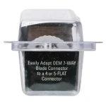 REESE Towpower towing adapter converting 7-way blade to 4 or 5-flat, featuring LED tester and 12V outlet