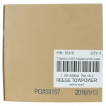 REESE Towpower towing adapter converting 7-way blade to 4 or 5-flat, featuring LED tester and 12V outlet