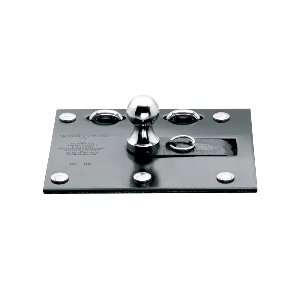 REESE fold-down gooseneck hitch, allows unrestricted truck bed use, ideal for gooseneck trailers, with chrome ball and safety features