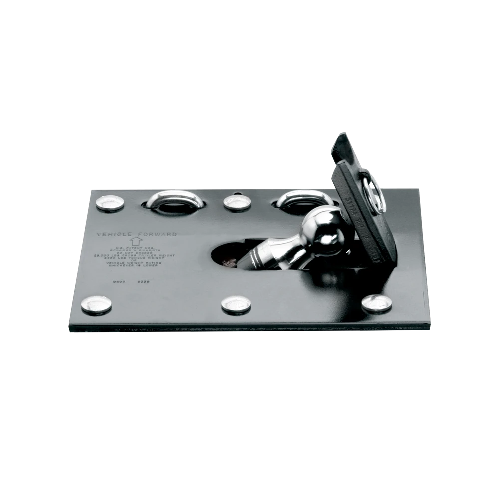 REESE fold-down gooseneck hitch, allows unrestricted truck bed use, ideal for gooseneck trailers, with chrome ball and safety features