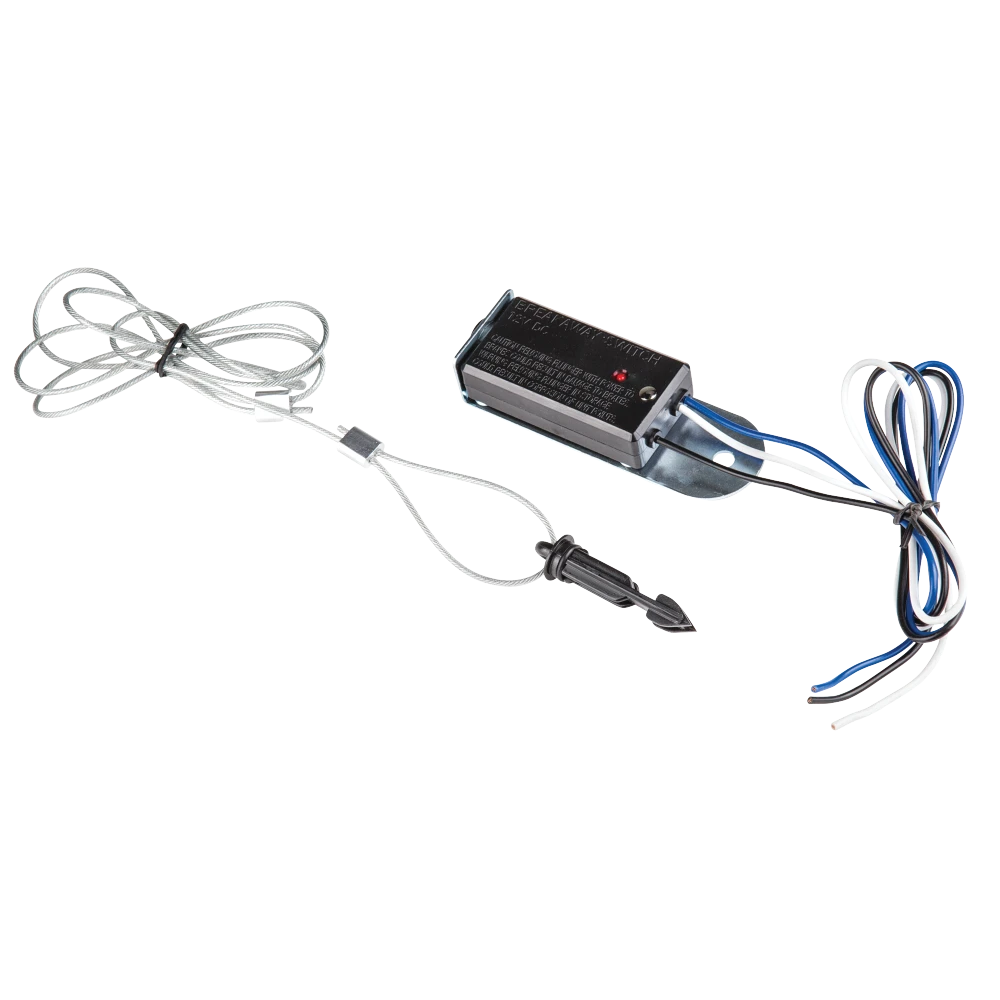 Tekonsha breakaway switch with LED and nylon lanyard for trailer safety.