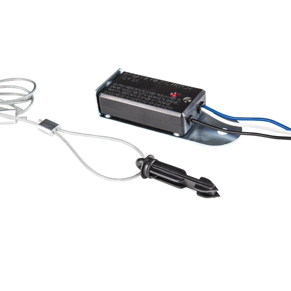 Tekonsha breakaway switch with LED and nylon lanyard for trailer safety.