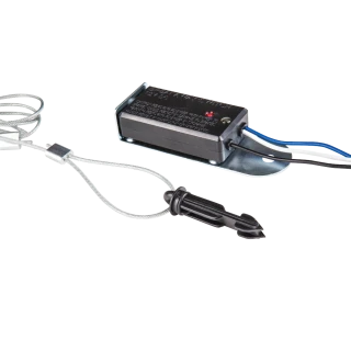 Tekonsha breakaway switch with LED and nylon lanyard for trailer safety.